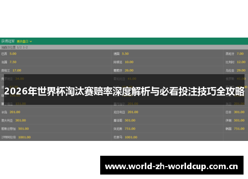 2026年世界杯淘汰赛赔率深度解析与必看投注技巧全攻略